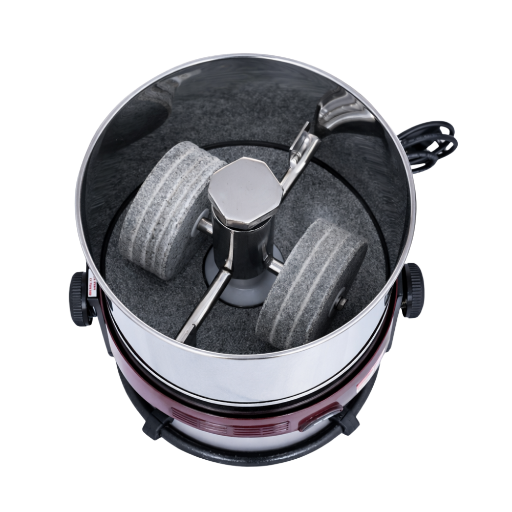 PREMIER TILTING CHOCOLATE MELANGER 11 LBS 220 VOLT | STAINLESS STEEL STONE HOLDER