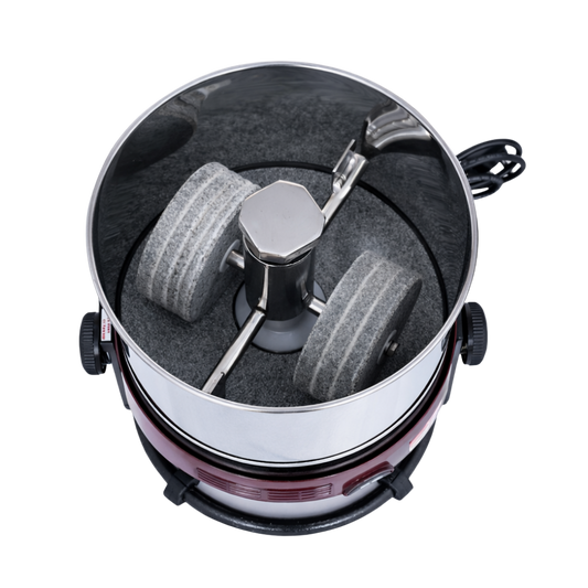 PREMIER TILTING CHOCOLATE MELANGER 11 LBS 220 VOLT | STAINLESS STEEL STONE HOLDER